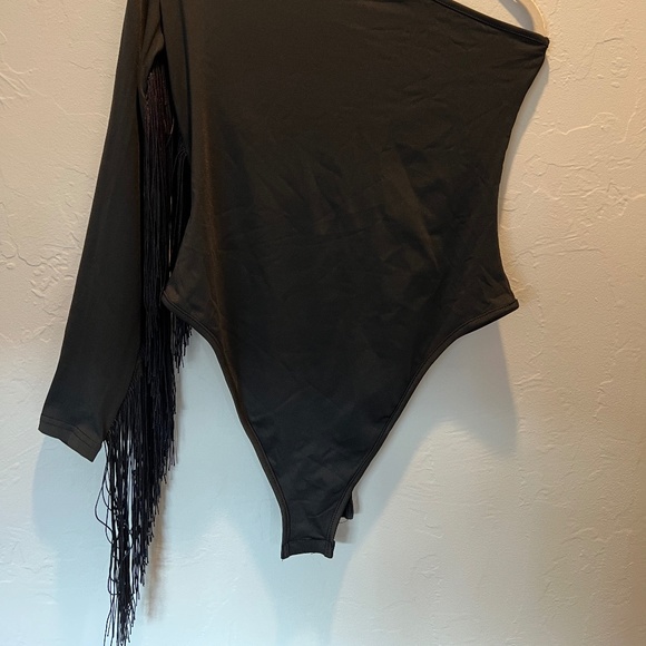 One Shoulder Bodysuit with Fringe - Picture 8 of 8
